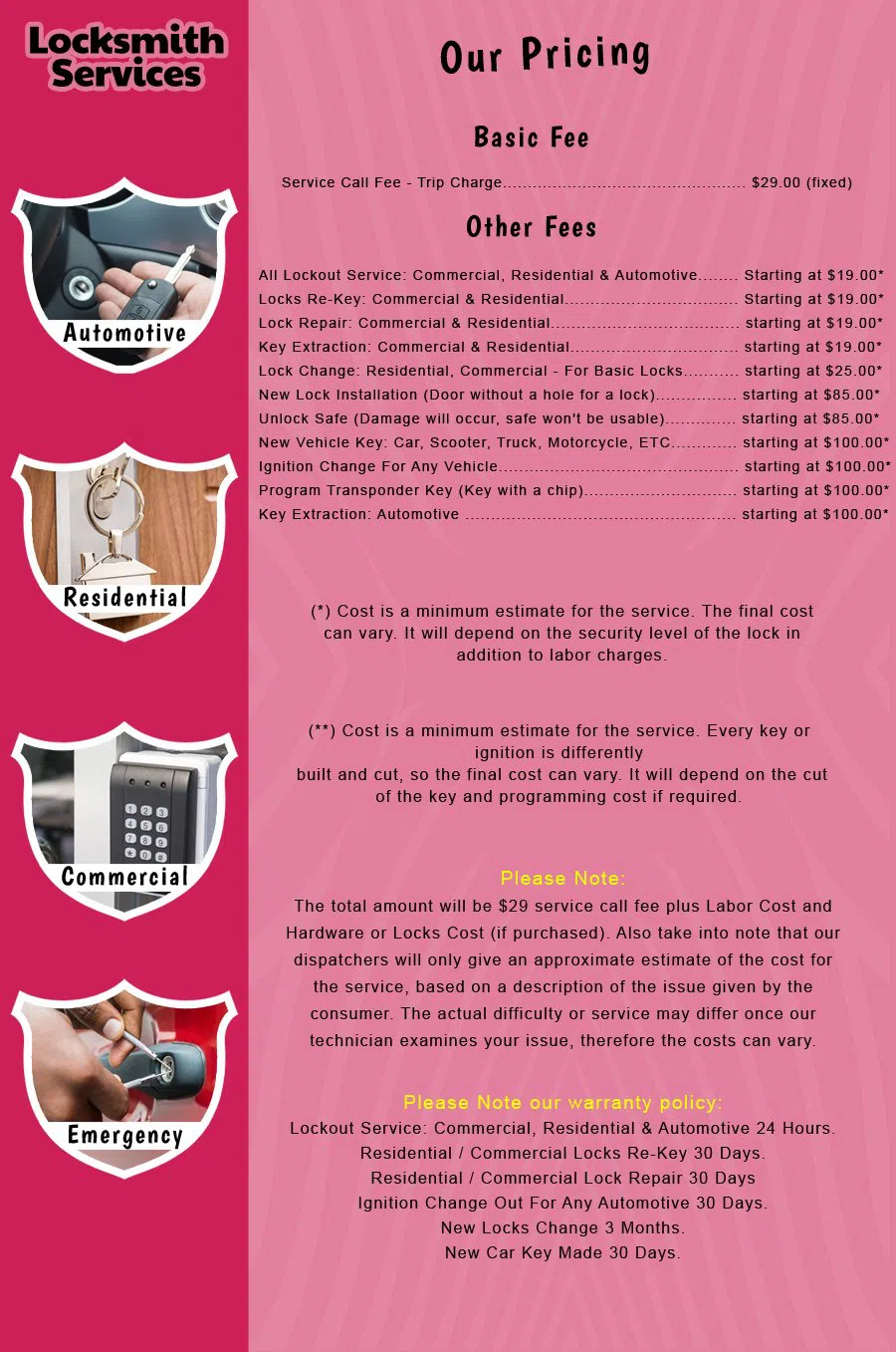 Woodbury Heights NJ Locksmith Store Woodbury Heights, NJ 856-335-3096 - price-list-c-18